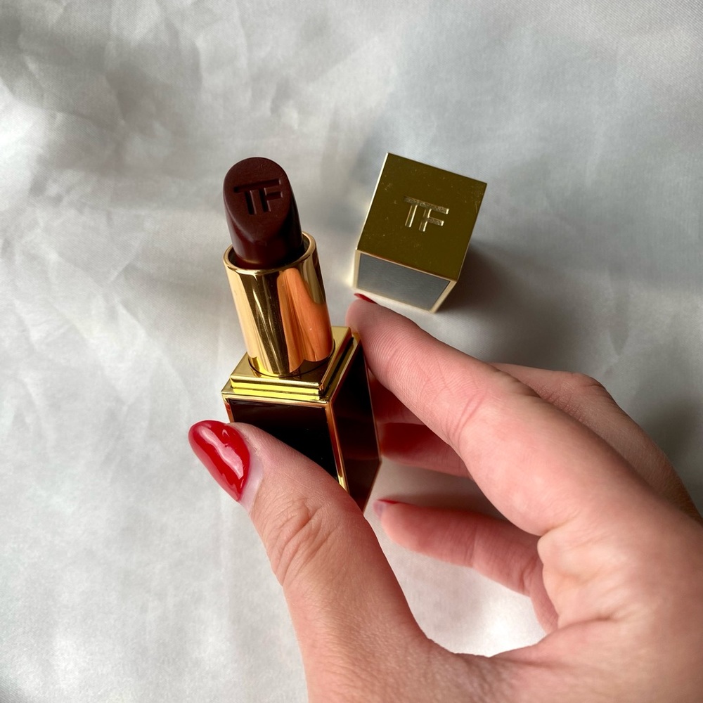 Tom Ford Beauty Lip Color Matte Lipstick in Black Dahlia swatched once full size